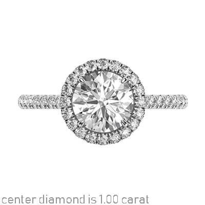 Halo Engagement Ring for Rounds, 1.7 mm band