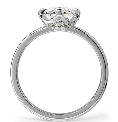 Low Profile Hidden Diamonds Crown, East-West Engagement Ring Setting