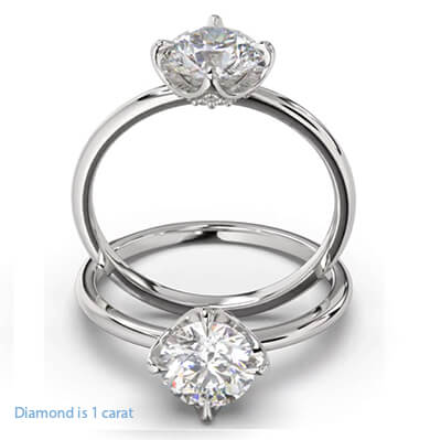 Low Profile Hidden Diamonds Crown, East-West Engagement Ring Setting