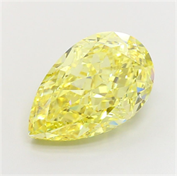 Picture of Lab Grown Diamond 8.07 Carats, Pear with  Cut, Fancy Intense Yellow Color, VS2 Clarity and Certified by IGI
