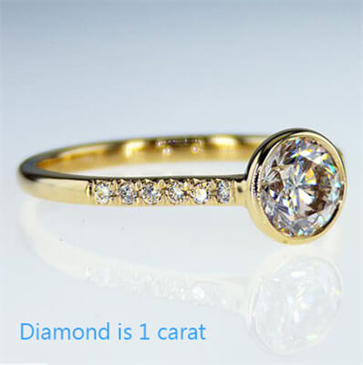  Low Profile cathedral bezel set engagement ring for Rounds with side diamonds-Amy