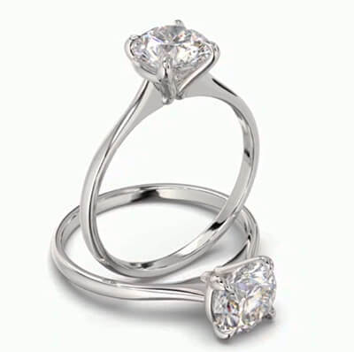 Low or High profile cathedral solitaire engagement ring