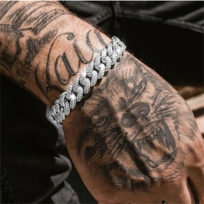 12 mm 8,50 quilates, pulsera de diamantes de eslabones cubanos de Miami para hombre