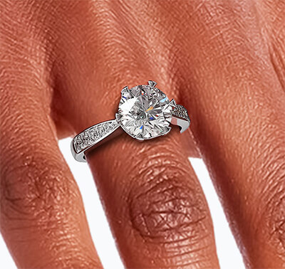 Designers engagement ring with round diamonds