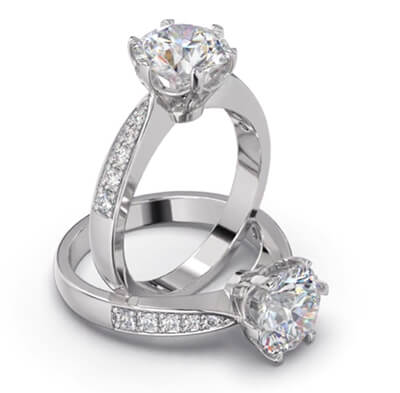 Designers engagement ring with round diamonds