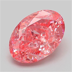 Picture of Lab Grown Diamond 2.07 Carats, Oval with  Cut, Fancy Vivid Pink Color, VS1 Clarity and Certified by IGI