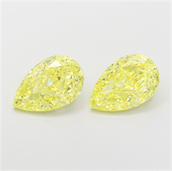 Picture of Lab Grown Diamond 1.51 Carats, Pear with  Cut, Fancy Vivid Yellow Color, VVS2 Clarity and Certified by IGI