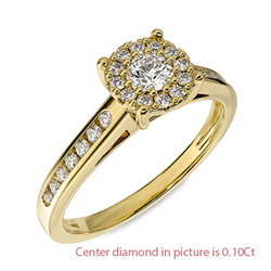 Foto 0,22 quilates totales, F SI1 corte muy bueno, anillo de compromiso de diamantes naturales de