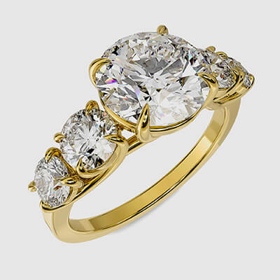Engaste de anillo de compromiso Trellis, engastado con 4 diamantes naturales laterales, 1,30 quilates en total F SI1 talla muy buena