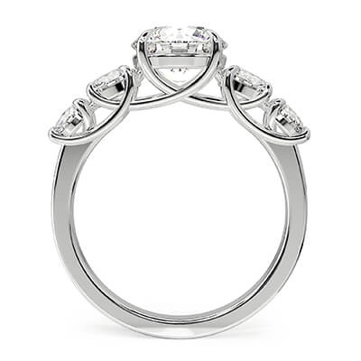 Trellis engagement ring setting, set with 4 side natural diamonds, total 1.30 carats F SI1 Very-Good Cut