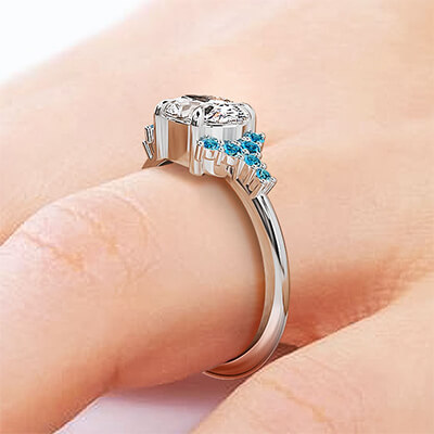 Aquamarine sides engagement ring setting for Ovals and Rounds