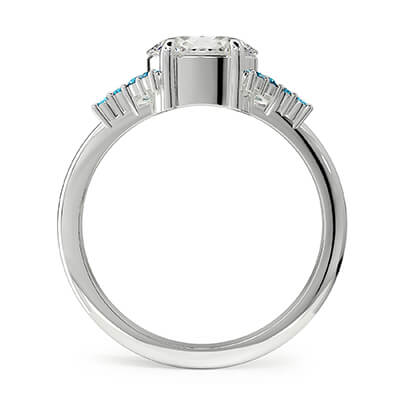 Aquamarine sides engagement ring setting for Ovals and Rounds