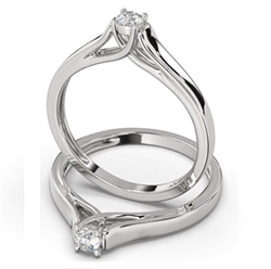 Foto Diamante natural F SI1 de 0,10 quilates, anillo de compromiso con acabado Trellis de
