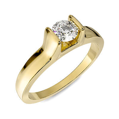 Solitaire engagement ring with 0.20 carat natural diamond, F SI1 Very-Good Cut