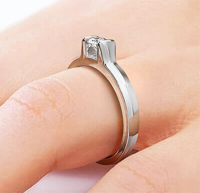 Anillo de compromiso solitario con diamante natural de 0,20 quilates, F SI1 Very-Good Cut