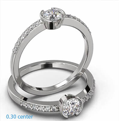 Petit half bezel engagement ring