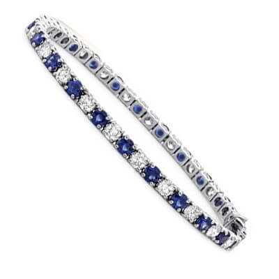 Tennis Bracelet with round diamonds and Sapphires