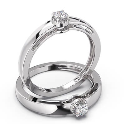 0.12 carat Natural diamond F SI1, Very-Good Cut, in Crown Solitaire engagement ring
