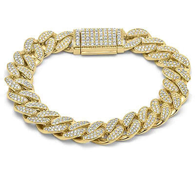 12 mm 8,50 quilates, pulsera de diamantes de eslabones cubanos de Miami para hombre