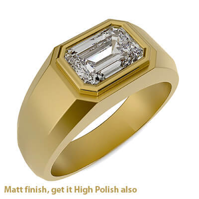 Mens engagement ring set with 2.50 Carat Emerald Lab Diamond Ideal Cut, E VVS2