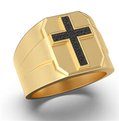 Foto Anillo Cross Hombre Oro y Diamantes de