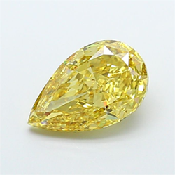 Picture of Lab Grown Diamond 5.04 Carats, Pear with  Cut, Fancy Intense Yellow Color, VS2 Clarity and Certified by IGI
