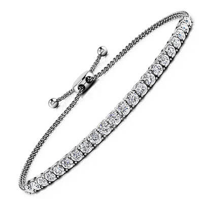 Pulsera Tenis de Diamantes Bolo ajustable de 3 Quilates I, VS, Muy Buena Talla