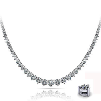 7 carat Graduated Tennis Necklace, I VS, bigget diamond is 4.4 mm