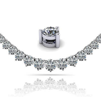 7 carat Graduated Tennis Necklace, I VS, bigget diamond is 4.4 mm