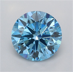 Picture of Lab Grown Diamond 1.50 Carats, Round with Ideal Cut, Fancy Vivid Blue Color, VVS2 Clarity and Certified by IGI