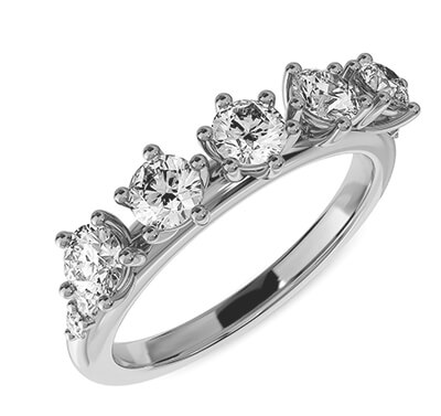 5 natural diamonds matching ring, 0.44 carat