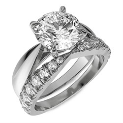 Foto Conjunto de anillo solitario de novia, boda con diamantes laterales.6 mm de