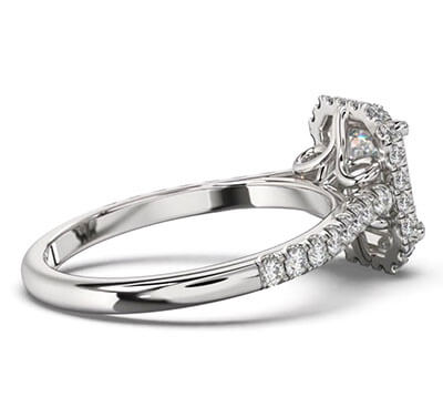 Engaste de anillo de compromiso Halo Falling Edge para Princesa, Esmeraldas, Radiantes