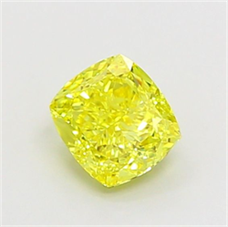 Picture of Lab Grown Diamond 1.31 Carats, CUSHION MODIFIED with  Cut, Fancy Vivid Yellow Color, IF Clarity and Certified by IGI