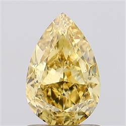 Picture of Lab Grown Diamond 1.27 Carats, Pear with  Cut, Fancy Vivid Yellow Color, VS1 Clarity and Certified by IGI