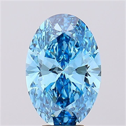 Picture of Lab Grown Diamond 4.69 Carats, Oval with  Cut, Fancy Vivid Blue Color, VS1 Clarity and Certified by IGI