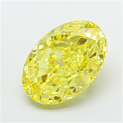 Picture of Lab Grown Diamond 4.09 Carats, Oval with  Cut, Fancy Intense Yellow Color, VS1 Clarity and Certified by IGI