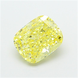 Picture of Lab Grown Diamond 3.07 Carats, CUSHION MODIFIED with  Cut, Fancy Intense Yellow Color, VVS2 Clarity and Certified by IGI