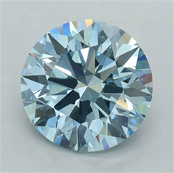 Picture of Lab Grown Diamond 2.07 Carats, Round with Ideal Cut, Fancy Vivid Blue Color, VVS2 Clarity and Certified by IGI