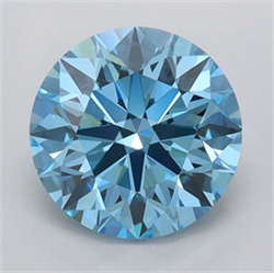 Picture of Lab Grown Diamond 1.51 Carats, Round with Excellent Cut, Fancy Vivid Blue Color, VVS2 Clarity and Certified by IGI