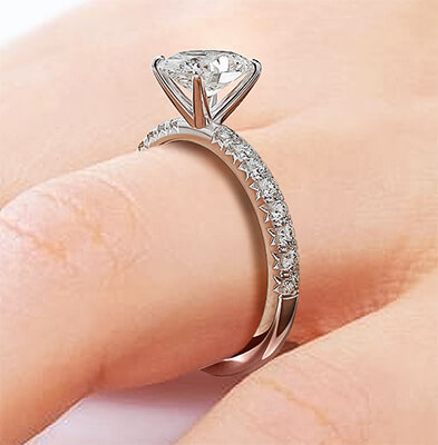 Engagement ring pave set for all shapes and carats