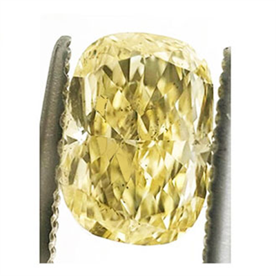 0.92 Carats, Cushion Diamond with Ideal Cut, Fancy Light Yellow Color, SI2 GIA, Stock 370270