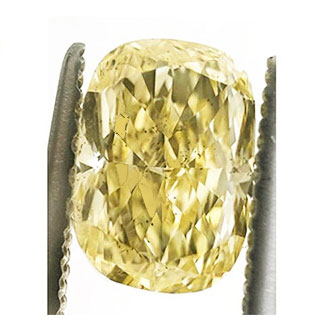 Foto 0,92 quilates, diamante cojín con talla ideal, color amarillo claro elegante, SI2 GIA de