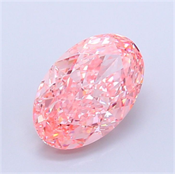 Picture of Lab Grown Diamond 4.75 Carats, Oval with  Cut, Fancy Vivid Pink Color, VVS2 Clarity and Certified by IGI