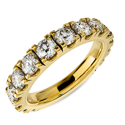 Anniversary diamond ring 3.5 mm, set 3/4 way around, 1.88 carats,  average G VS2