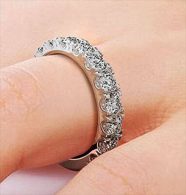 Anniversary diamond ring 3.5 mm, set 3/4 way around, 1.88 carats,  average G VS2