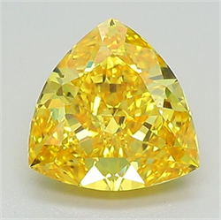 Picture of Lab Grown Diamond 1.52 Carats, TRIANGULAR with  Cut, Fancy Vivid Yellow Color, VS2 Clarity and Certified by IGI