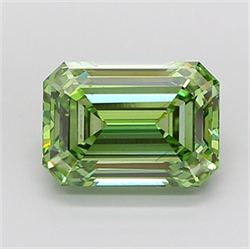 Picture of Lab Grown Diamond 6.07 Carats, Emerald with  Cut, Fancy Vivid Green Color, VS2 Clarity and Certified by IGI
