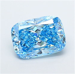 Picture of Lab Grown Diamond 4.02 Carats, CUSHION MODIFIED with  Cut, Fancy Vivid Blue Color, VS2 Clarity and Certified by IGI