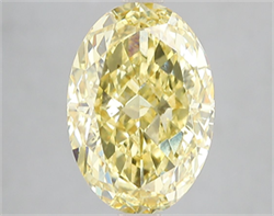 Picture of Lab Grown Diamond 5.02 Carats, Oval with  Cut, Fancy Vivid Yellow Color, VS1 Clarity and Certified by IGI